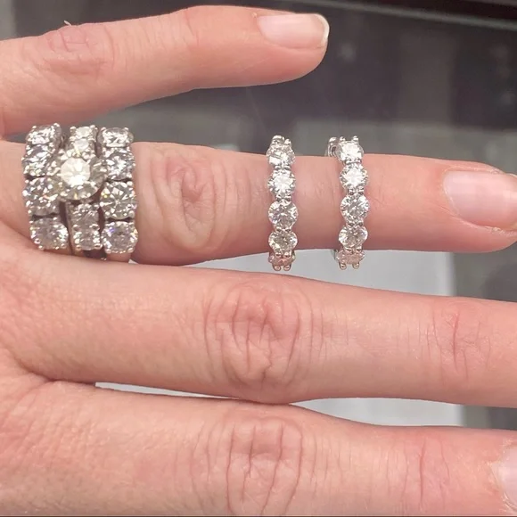 2 Carat Diamond Hoop Earrings - 5 Stone Diamonds bday Huggie Hoops